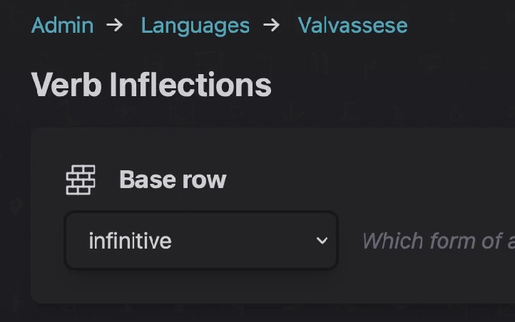 Screenshot of base row option